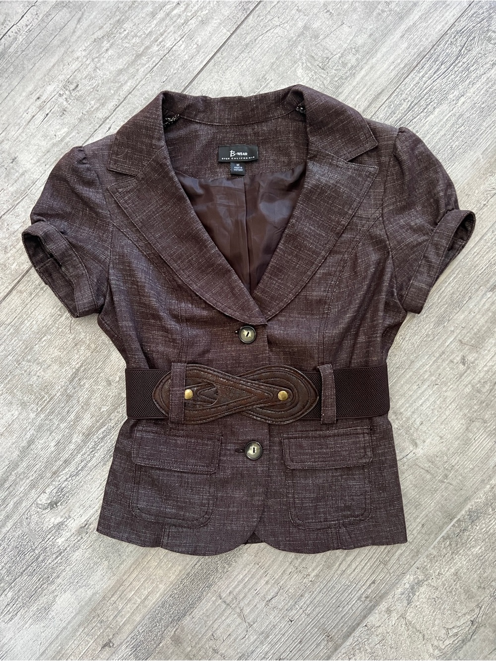 Y2k Professional BWear Women's Short Sleeve Career Wear Blazer with Belt Sz M